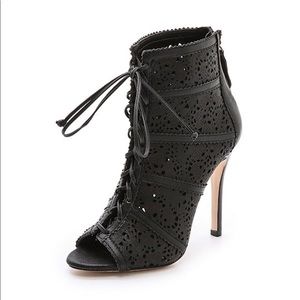 Alice & Olivia Grade Laser cut lace up booties black